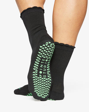 Happy Hour Crew Grip Sock  A subtle flair and extra ankle support with our crew sock; great for barre, pilates, or a pole class!