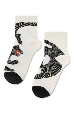 Tailored Union unique patterened black and white socks against white background
