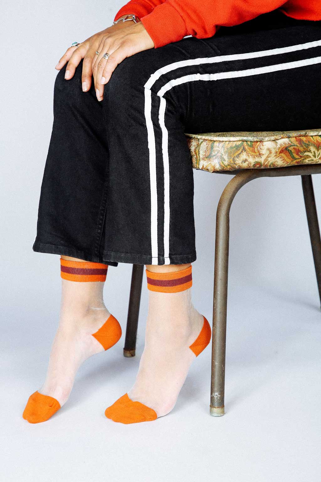 Tailored Union Lisse Sock Maroon-Burnt Orange